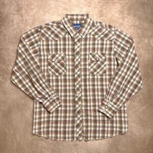 Vintage 90s Wrangler Western Shirt Pearl Snap Plaid Multicolor Cowboy Rodeo